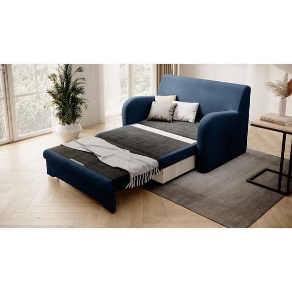 Mėlynos spalvos iš velveto sulankstoma sofa 130 cm Ario – ELTAP-image-2