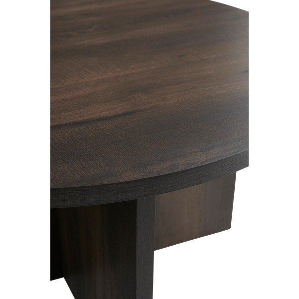 Rudos spalvos iš MDF plokštės apvalios formos kavos staliukas ø 85 cm Poppy – Ellos Home-image-3