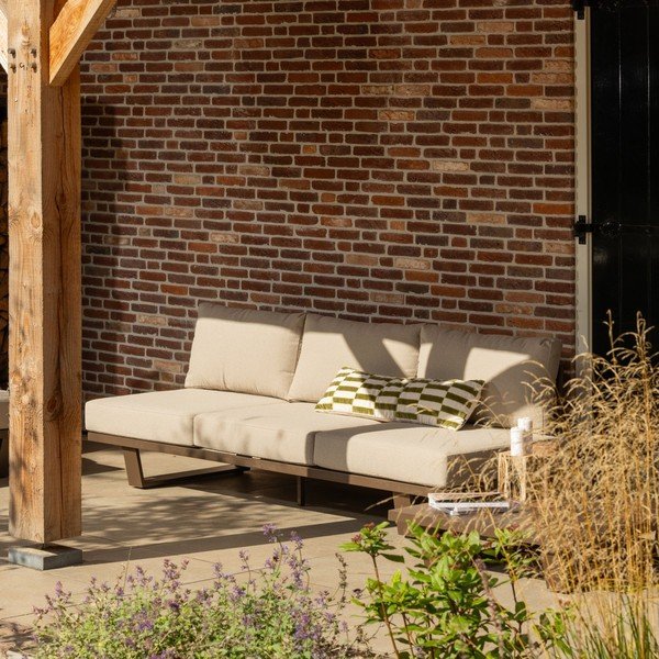 Rudos spalvos iš audinio sodo sofa Bear – WOOOD-image-1