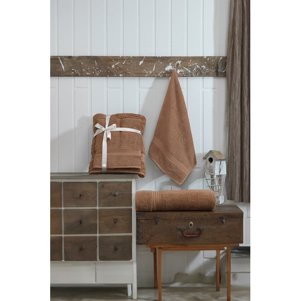 Rudos spalvos iš frote audinio iš medvilnės vonios rankšluosčių rinkiniai 2 vnt. – Foutastic-image-2