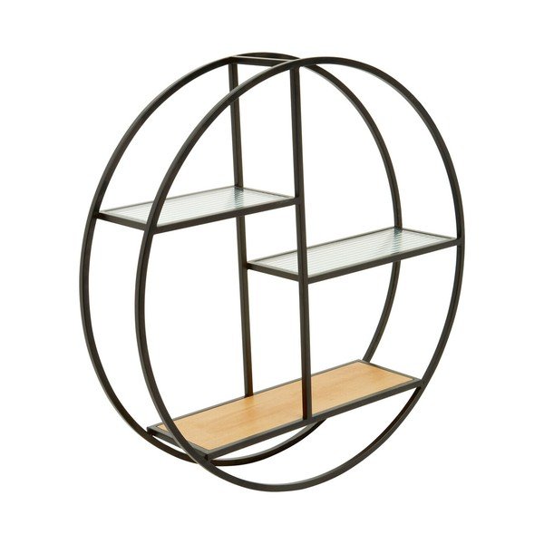 Juodos spalvos/natūralios spalvos iš metalo kelių aukštų sieninė lentyna 61 cm Mataram – Premier Housewares