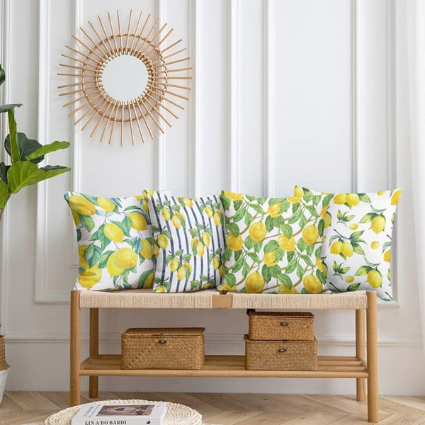 Dekoratyviniai pagalvių užvalkalai 4 vnt. 43x43 cm Lemons – Mila Home-image-1