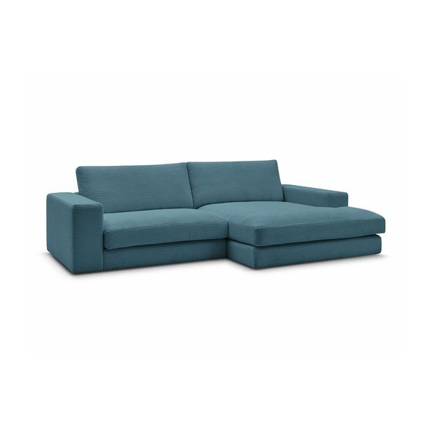 Mėlynos spalvos iš kordinio velveto kampinė sofa (su dešiniuoju kampu/su gultu) Leonard – Bobochic Paris-image-3