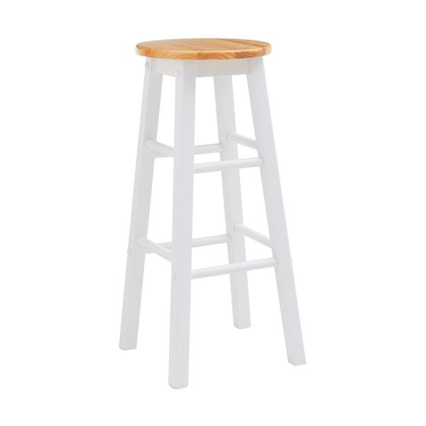Baltos spalvos/natūralios spalvos iš kaučiukmedžio masyvo baro taburetė (sėdynės aukštis 74 cm) Chester – Premier Housewares