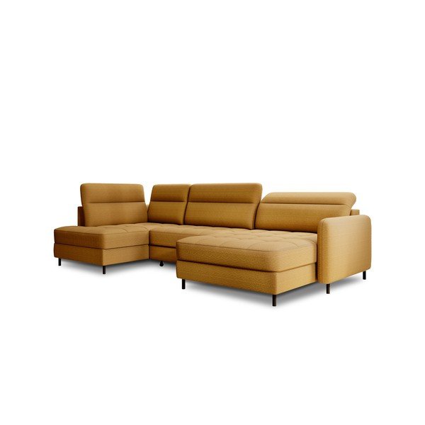 Geltonos spalvos iš velveto sulankstoma/su sandėliavimo vieta kampinė sofa (su kairiuoju kampu/„U“ formos) Berrto – ELTAP-image-3