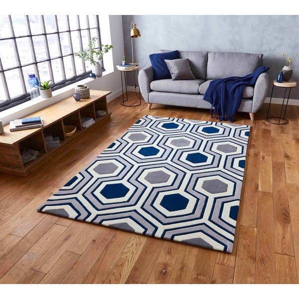 Mėlynas kilimas Think Rugs Hong Kong Hexagon, 120 x 170 cm-image-4