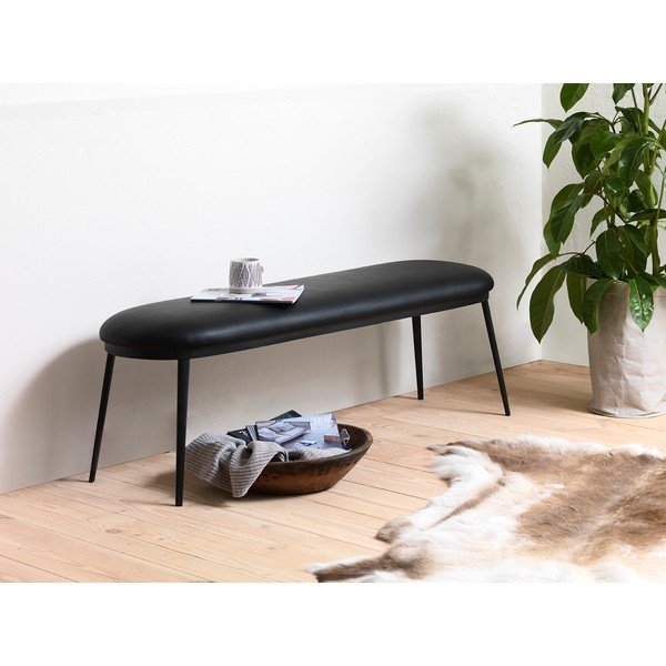 Iš dirbtinės odos suolas juodos spalvos Gain – Unique Furniture-image-1