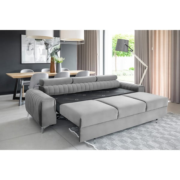 Šviesiai pilkos spalvos iš velveto sulankstoma sofa 261 cm Laurence – ELTAP-image-4