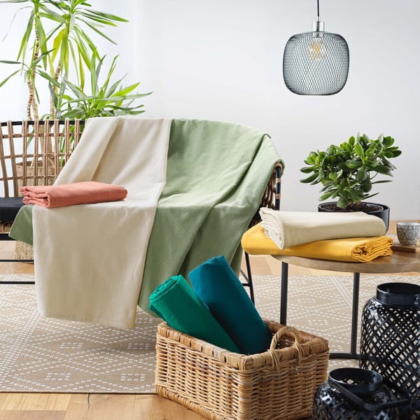 Lovatiesė geltonos spalvos 180x220 cm Lucile – douceur d'intérieur-image-1