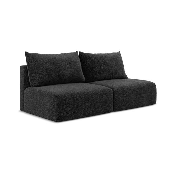 Juodos spalvos sulankstoma/su sandėliavimo vieta sofa 216 cm Kalena – Makamii-image-2