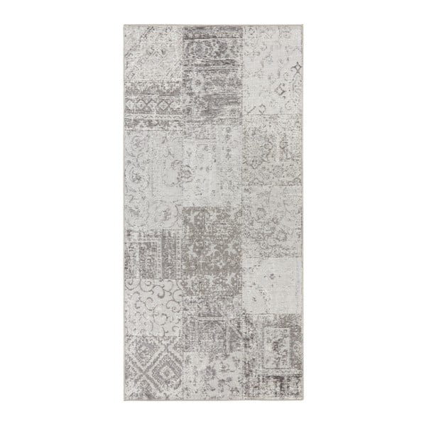 Pilkos ir kreminės spalvos kilimas Elle Decor Pleasure Denain, 80 x 200 cm