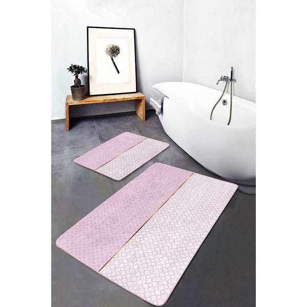 Vonios kilimėliai rožinės spalvos 2 vnt. 60x100 cm – Mila Home-image-2