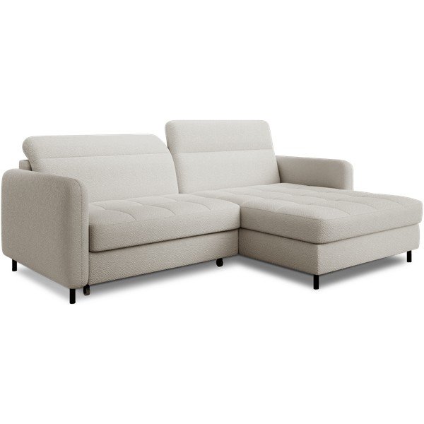 Kreminės spalvos iš boucle sulankstoma/su sandėliavimo vieta kampinė sofa (su dešiniuoju kampu/su gultu) Gomsi – ELTAP-image-2