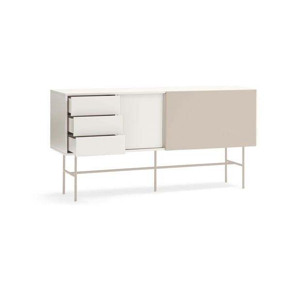 Žema šoninė spintelė smėlio spalvos/kreminės spalvos su stumdomomis durimis 180x91 cm Nube – Teulat-image-4