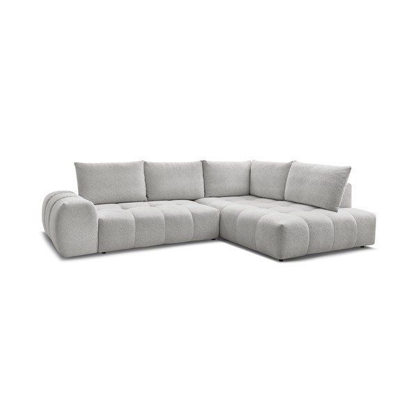 Šviesiai pilkos spalvos iš šenilinio audinio sulankstoma/su sandėliavimo vieta kampinė sofa (su dešiniuoju kampu/„L“ formos) Everest – Bobochic Paris-image-3