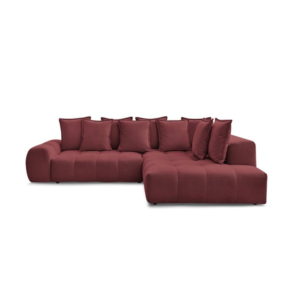 Bordo spalvos iš šenilinio audinio sulankstoma/su sandėliavimo vieta kampinė sofa (su dešiniuoju kampu/„L“ formos) Everest – Bobochic Paris