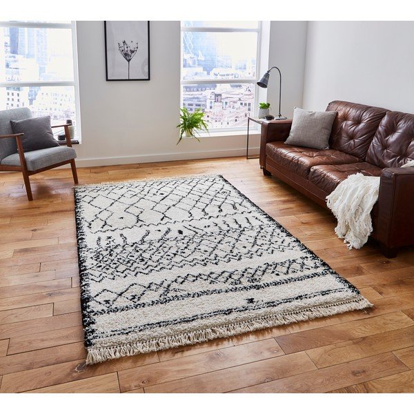 Baltos ir juodos spalvos kilimas Think Rugs Boho Lami Black & White, 160 x 230 cm-image-1