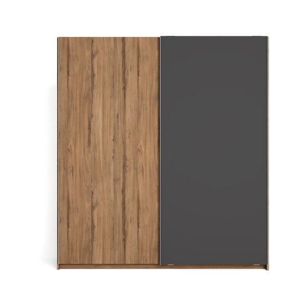 Pilka riešutmedžio spinta su stumdomomis durimis 182x200 cm Malta - Marckeric