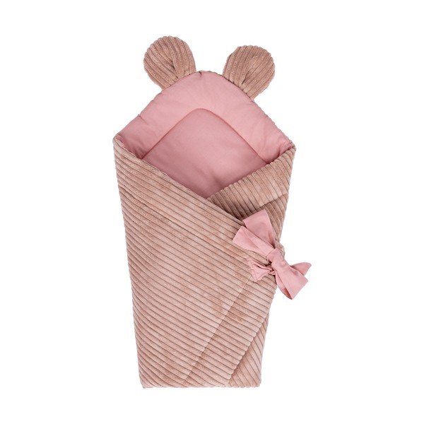 Rožinės spalvos iš kordinio velveto kūdikio vystyklas 35x65 cm – Meowbaby