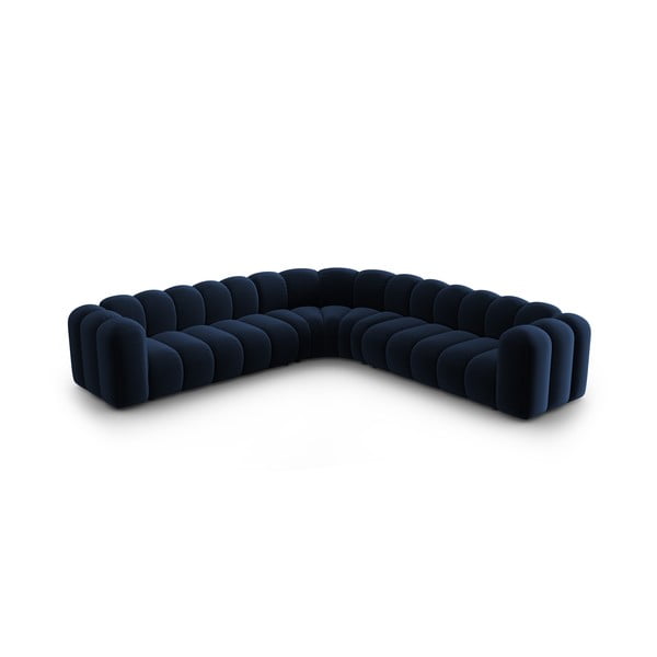 Mėlynos spalvos iš velveto modulinė kampinė sofa Lupine – Micadoni 