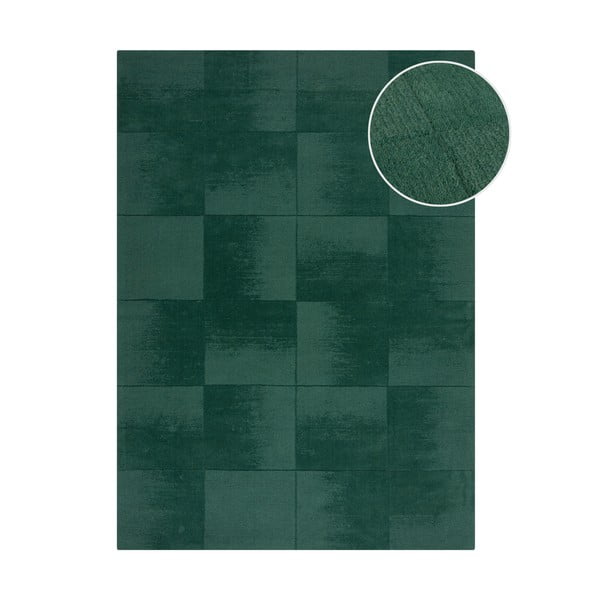 Rankų darbo iš vilnos kilimas smaragdinės spalvos 120x170 cm Demi Check Ombre – Flair Rugs