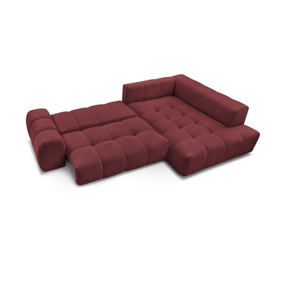 Bordo spalvos iš šenilinio audinio sulankstoma/su sandėliavimo vieta kampinė sofa (su dešiniuoju kampu/„L“ formos) Everest – Bobochic Paris-image-4