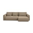 Šviesiai rudos spalvos iš velveto sulankstoma/su sandėliavimo vieta kampinė sofa (su dešiniuoju kampu/su gultu) Kapua – Makamii