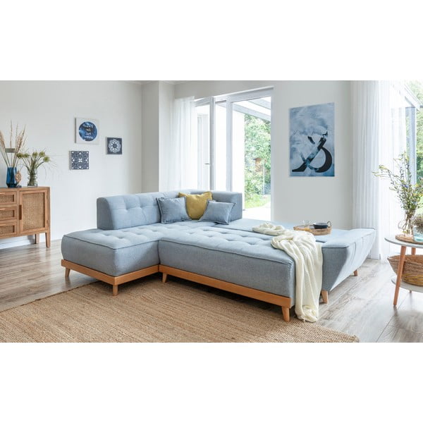 Šviesiai mėlyna sofa-lova Miuform Dazzling Daisy L, kairysis kampas-image-4