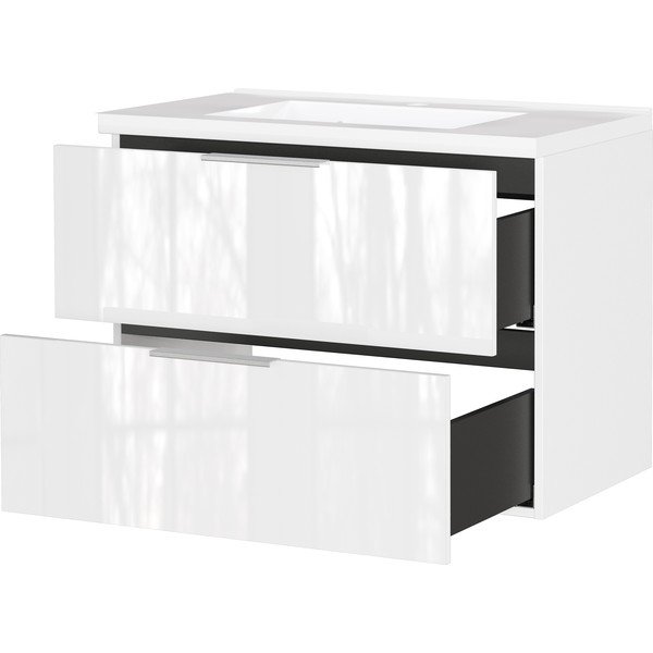 Baltos spalvos blizgus pakabinama spintelė po kriaukle 81x61 cm Celano – Germania-image-3