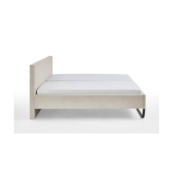 Smėlio spalvos dvigulė lova audiniu dengta be grotelių 180x200 cm Swing – Meise Möbel-image-2