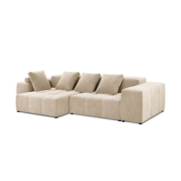 Smėlio spalvos aksominė kampinė sofa (kintama) Rome Velvet - Cosmopolitan Design-image-2