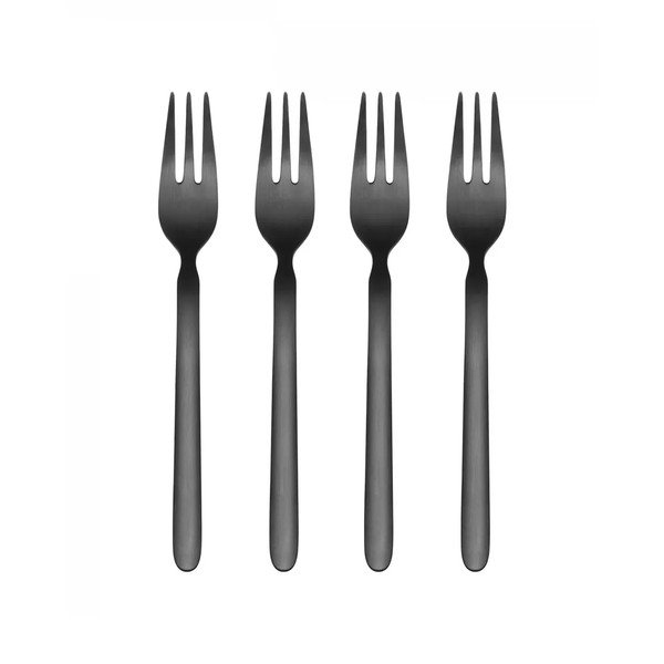 Juodos spalvos desertinės šakutės iš nerūdijančio plieno 4 vnt. 4 žmonėms Stella – Blomus