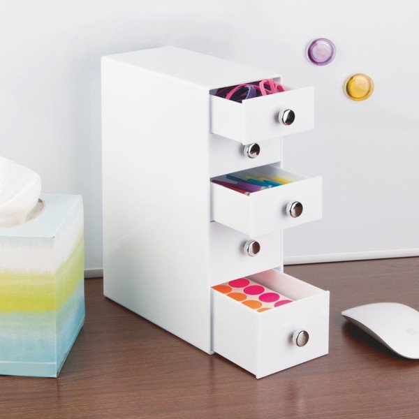 Balta spintelė su stalčiais "InterDesign" stalčiai "Tower", aukštis 25,5 cm-image-1