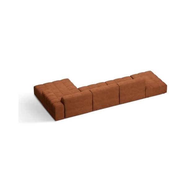 Terakotos spalvos kampinė sofa iš šenilinio audinio (su dešiniuoju kampu/su gultu) Chicago – Cosmopolitan Design-image-2