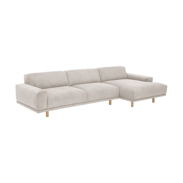 Smėlio spalvos aksominė kampinė sofa Max Winzer Penelope, dešinysis kampas-image-2