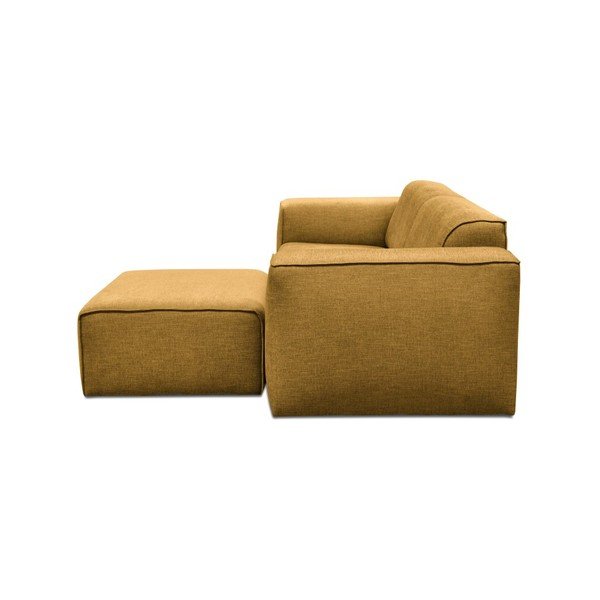 Geltonos spalvos trijų vietų sofa su pufu Cosmopolitan Design Phoenix-image-2