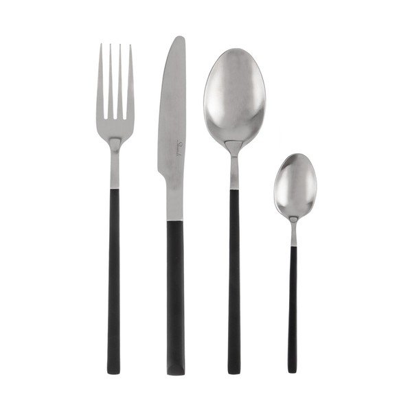 Juodos spalvos/sidabrinės spalvos stalo įrankiai iš nerūdijančio plieno 24 vnt. Skandi – Orion