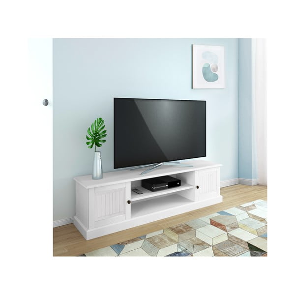Iš pušies masyvo TV spintelė baltos spalvos 45x40 cm Mille – Støraa-image-1
