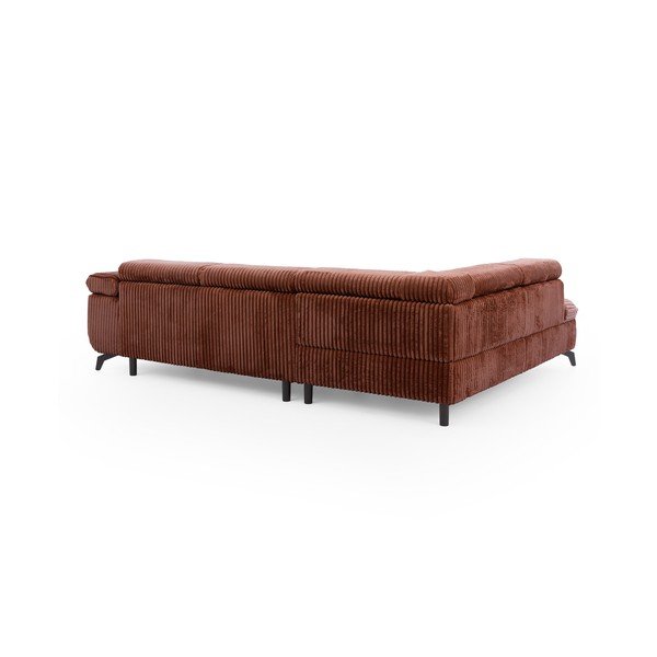 Terakotos spalvos kampinė sofa iš kordinio velveto (su kairiuoju kampu/„L“ formos) Marbeya  – Ropez-image-3