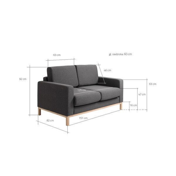 Antracito pilkos spalvos dvivietė sofa "Custom Form Scandic-image-2