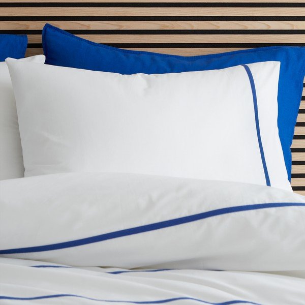 Iš medvilnės viengulė patalynė baltos spalvos/mėlynos spalvos 135x200 cm Herringbone Trim Stripe – Content by Terence Conran-image-2