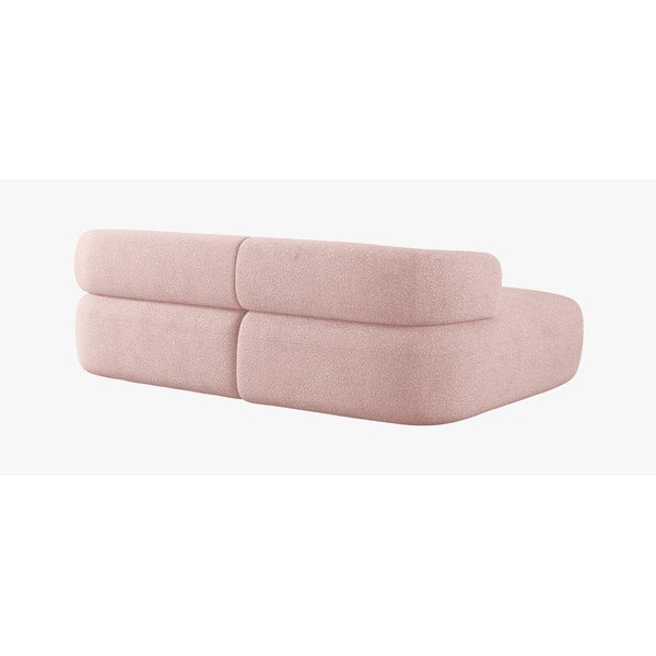 Šviesiai rožinės spalvos kampinė sofa iš boucle (su kairiuoju kampu/su gultu) Jenny – Micadoni -image-2