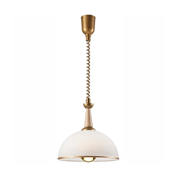 Kabantis šviestuvas auksinės spalvos/natūralios spalvos ø 30 cm su stiklo gaubtu Ciara – LAMKUR