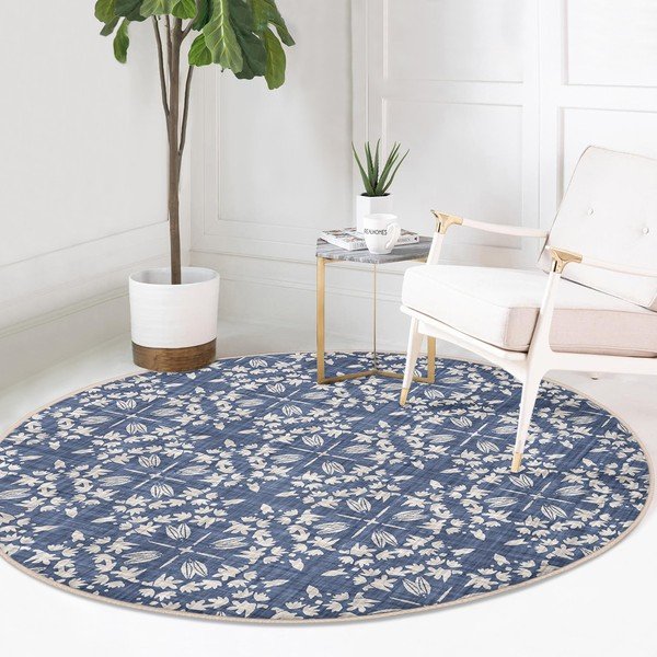 Skalbiamas/robotiniams dulkių siurbliams apvalios formos kilimas mėlynos spalvos ø 100 cm Comfort – Mila Home-image-2