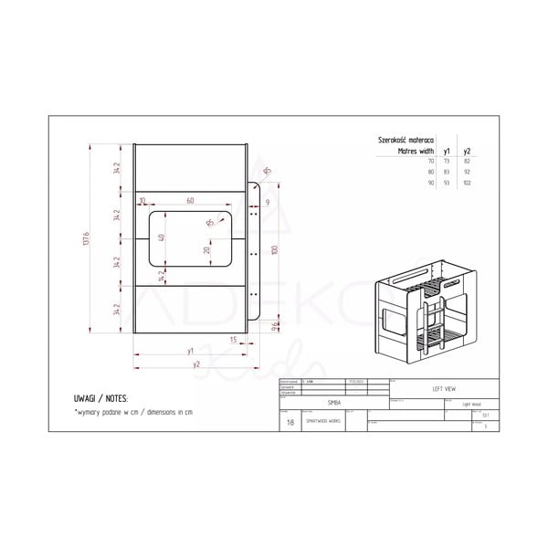 Dviaukštė lova vaikams 70x160 cm Simba - Adeko-image-4