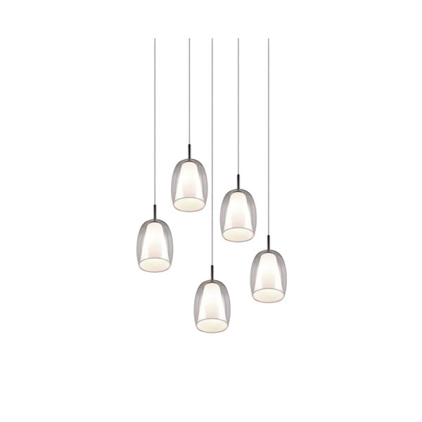 Kabantis šviestuvas sidabrinės spalvos ø 48 cm su stiklo gaubtu Barret – Trio Select-image-2