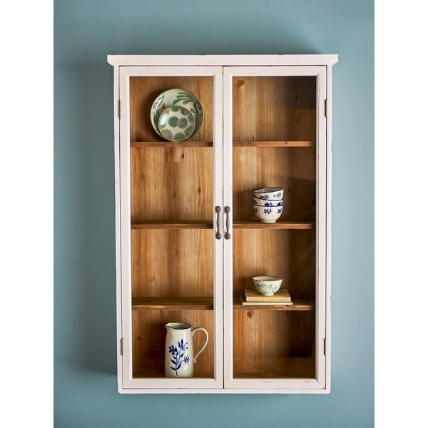 Baltos spalvos iš kėnio masyvo pakabinama vitrina 81x122x18 cm Hazem – Bloomingville-image-3