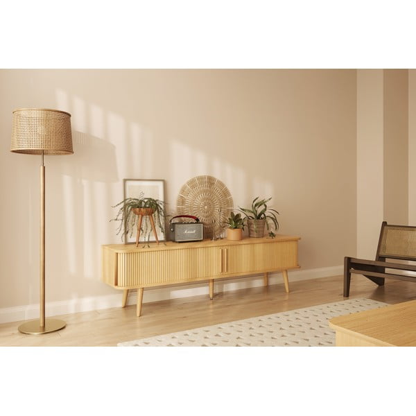 Natūralios spalvos TV spintelė iš ąžuolo 178x50x40 cm Rove – Woodman-image-1