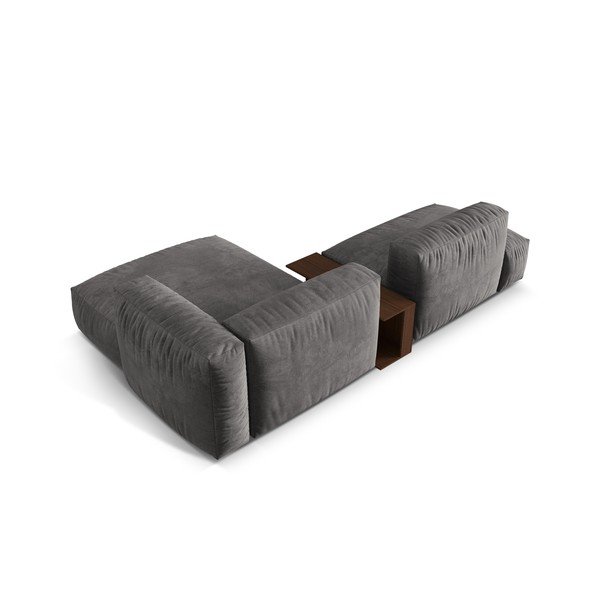 Pilkos spalvos iš velveto modulinė kampinė sofa (su dešiniuoju kampu/su gultu) Martina – Micadoni -image-4