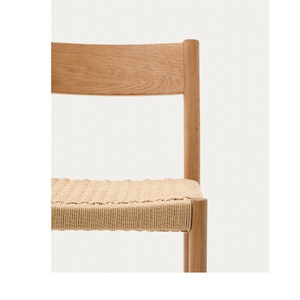 Natūralios spalvos iš ąžuolo masyvo baro taburetė (sėdynės aukštis 65 cm) Yalia – Kave Home-image-2